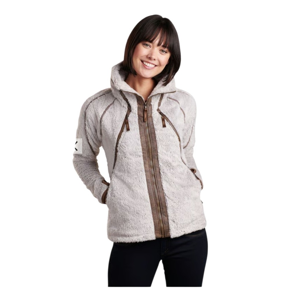 KUHL Flight Fleece Jacket S Stone Cream Hooded Full Zip Gorpcore $189
